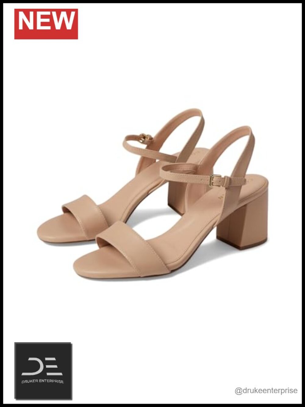 Suede Block Heel Sandals with Ankle Strap - Lightweight Casual Open Toe